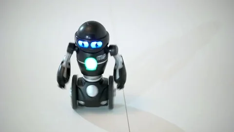 Little robot is spinning close up Stock Footage 73418830