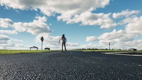 Little Rollerblading Stock Footage 86565868