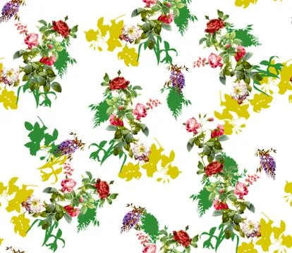 Little roses. Seamless Pattern on white background. Trendy Texture in Liberty St Stock Illustration