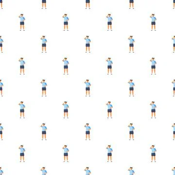Little sailor boy repeating pattern on white background イラスト素材