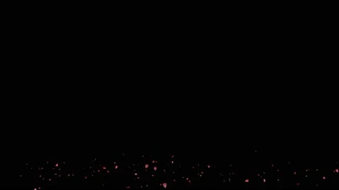 Little sakura leaves slowly float and fly with tiny red stars and all faded Stock Footage 143127211