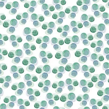 Little scribble circles seamless doodle pattern. Blue and green isolated orna Illustrazione stock