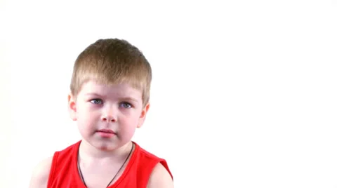 Little serios boy with a camera Stock Footage 37204313