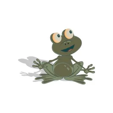 Little sitting smiling frog Vector illustration on a white background. Stock Illustration