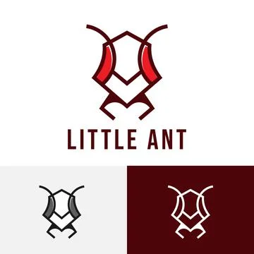 Little Small Tiny Ant Head Abstract Line Logo Stock Illustration