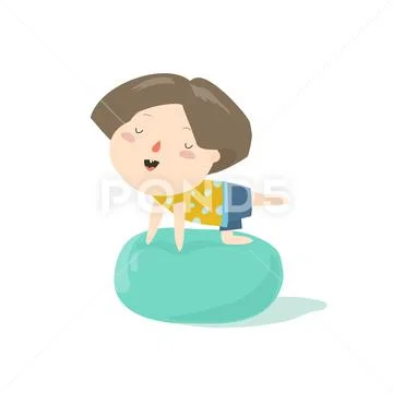 Little smiling boy on a pilates ball Stock Illustration