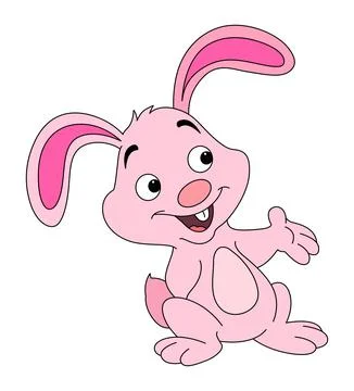 Little smiling rabbit on white background Stock Illustration