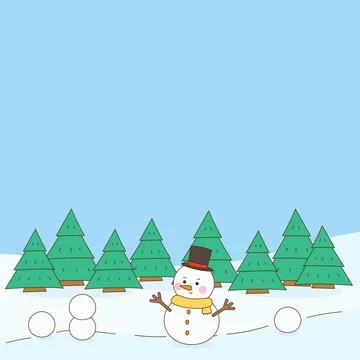 Little snowman background square Stock Illustration