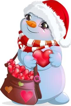 Little snowman postman Stock Illustration