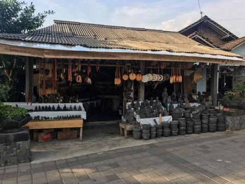 Little souvenir shop in the streets of java, Indonesia Stock Photos