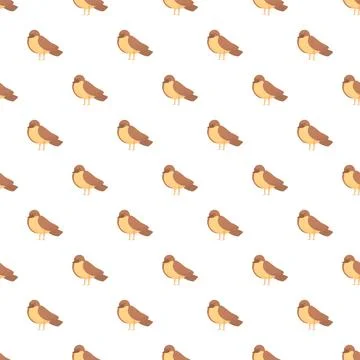 Little sparrow seamless bird pattern illustration Stock Illustration