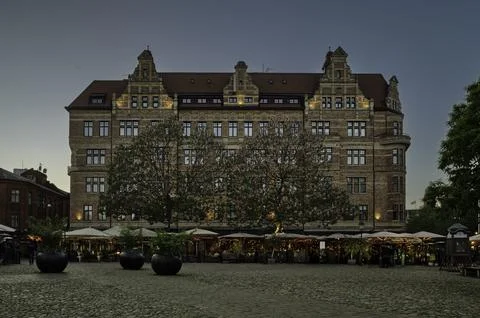 The Little Square in Malmo in a soft evening light Stock Photos