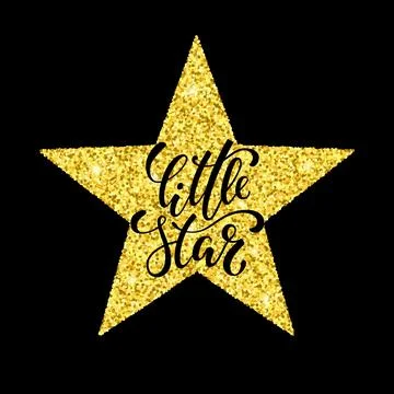 Little star. Hand drawn creative calligraphy and brush pen lettering on gol.. Stock Illustration