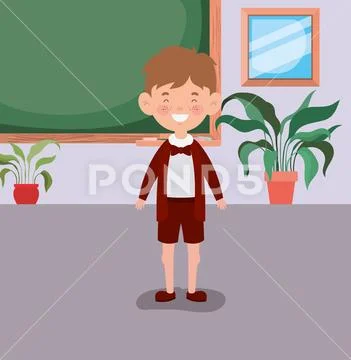 Little student boy in the classroom Stock Illustration