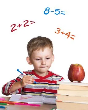 Little student learning math Stock Photos
