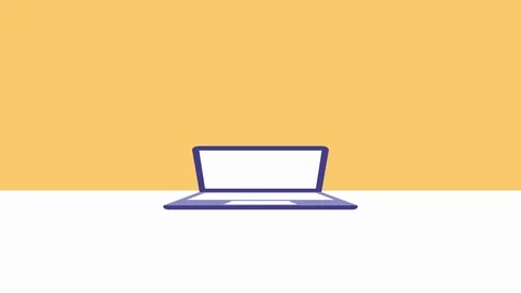 Little students couple with laptop elearning animation Stock Footage 115308973