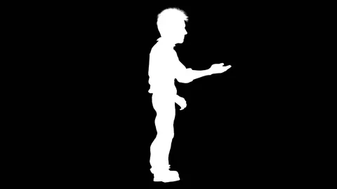 Little talking guy. Alpha channel. Alpha matte. FullHD. Video stock 128366609