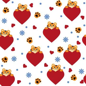 Little tigers pattern, color vector isolated cartoon-style illustration Stock Illustration