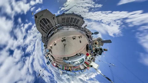 Little Tiny Planet 360 Degree. Kiev Train Station 動画素材 67416174