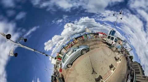 Little Tiny Planet 360 Degree Northern Railway Station Square at the Building 動画素材 67866764