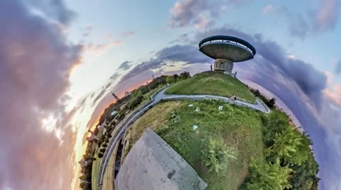 Little Tiny Planet 360 Degree, Kiev, War Memorial Stock Footage 67871823