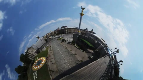 Little Tiny Planet 360 Degree Independence Monument Obelisk in Lawyer's Day Stock Footage 68075356