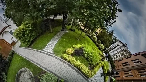 Little Tiny Planet 360 Degree Fairy Tale Old Buildings University Enchanting Video stock 72003017