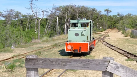 Little train making a maneuver, Saint Trojan Les Bains Stock Footage 120650145