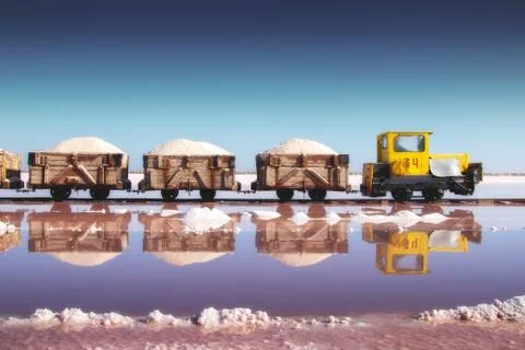 Little train on salt mining Stock Photos