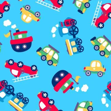 Little transport seamless pattern Stock Illustration