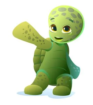 Little turtle dancing cool. Cartoon person stands and smiles. Fun style. Chil Stock Illustration
