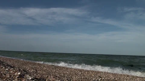 Little waves and sky are in a shot Stock Footage 36675350