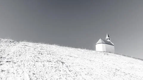 Little white church on top of the hill, The Hague The Netherlands. Stock Photos