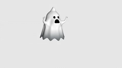 Little white ghost screaming while floating from left to right  Stock Footage 287616046