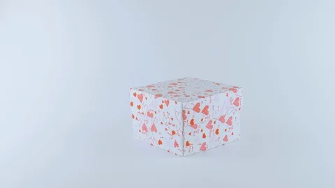 Little white rabbit gets out of the gift box, Valentine's day present Stock Footage 103508390