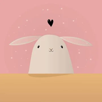 Little white rabbit sitting at a table Stock Illustration