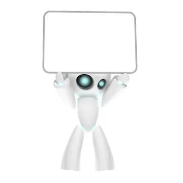 Little white robot Stock Illustration