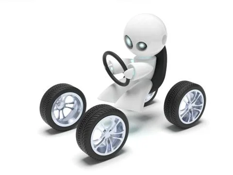 Little white robot Stock Illustration