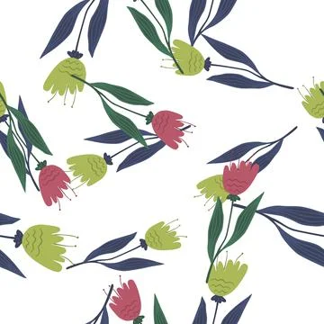 Little wildflower seamless pattern on white background. Stock Illustration