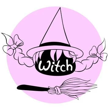 Little witch vector icon. Happy Halloween. Illustration with black silhouette Stock Illustration