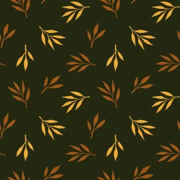 Little yellow brown branches, vector seamless pattern Stock Illustration