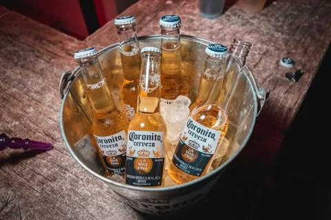 Littles bottles of Corona beer called Coronita Stock Photos