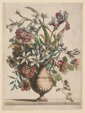 Liure de Toutes Sortes de fleurs d'aprs nature: Vase of Flowers. Jean-Bapti.. Stock Illustration