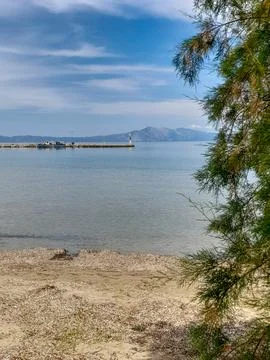 Livanates beach in Greece Stockfoto's