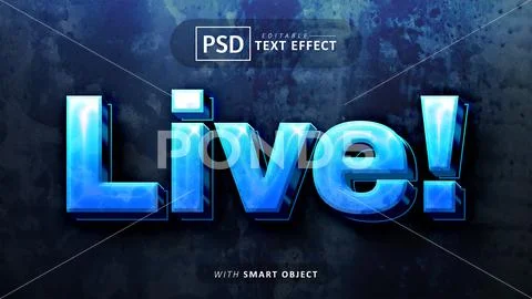 Live 3d text effect editable PSD Template