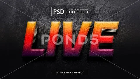 Live 3d text effect editable PSD Template