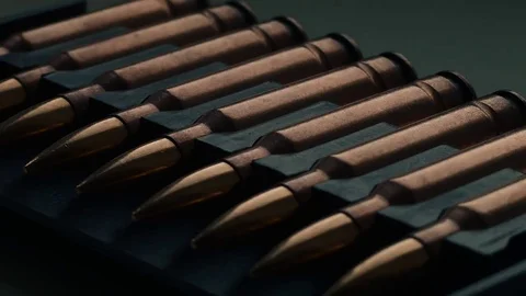 Live ammunition for assault rifles Stock Footage 69085823