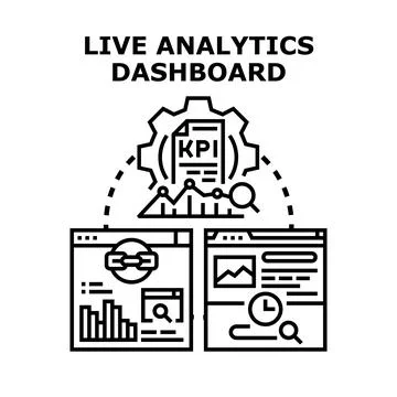 Live analytics dashboard analyzing business performance data 库存插图