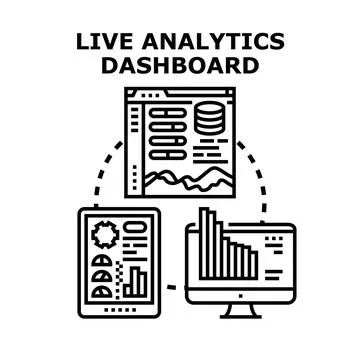 Live analytics dashboard displaying data across multiple devices Illustrazione stock