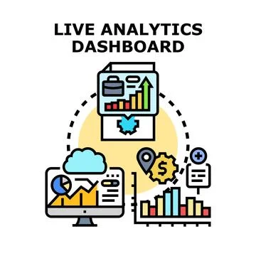 Live analytics dashboard presenting business data insights Illustrazione stock